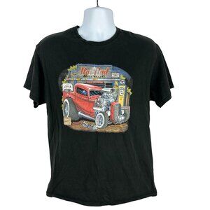 Vintage Delta Pro Weight Graphic T-Shirt Hot Rod Design Black Cotton Size L